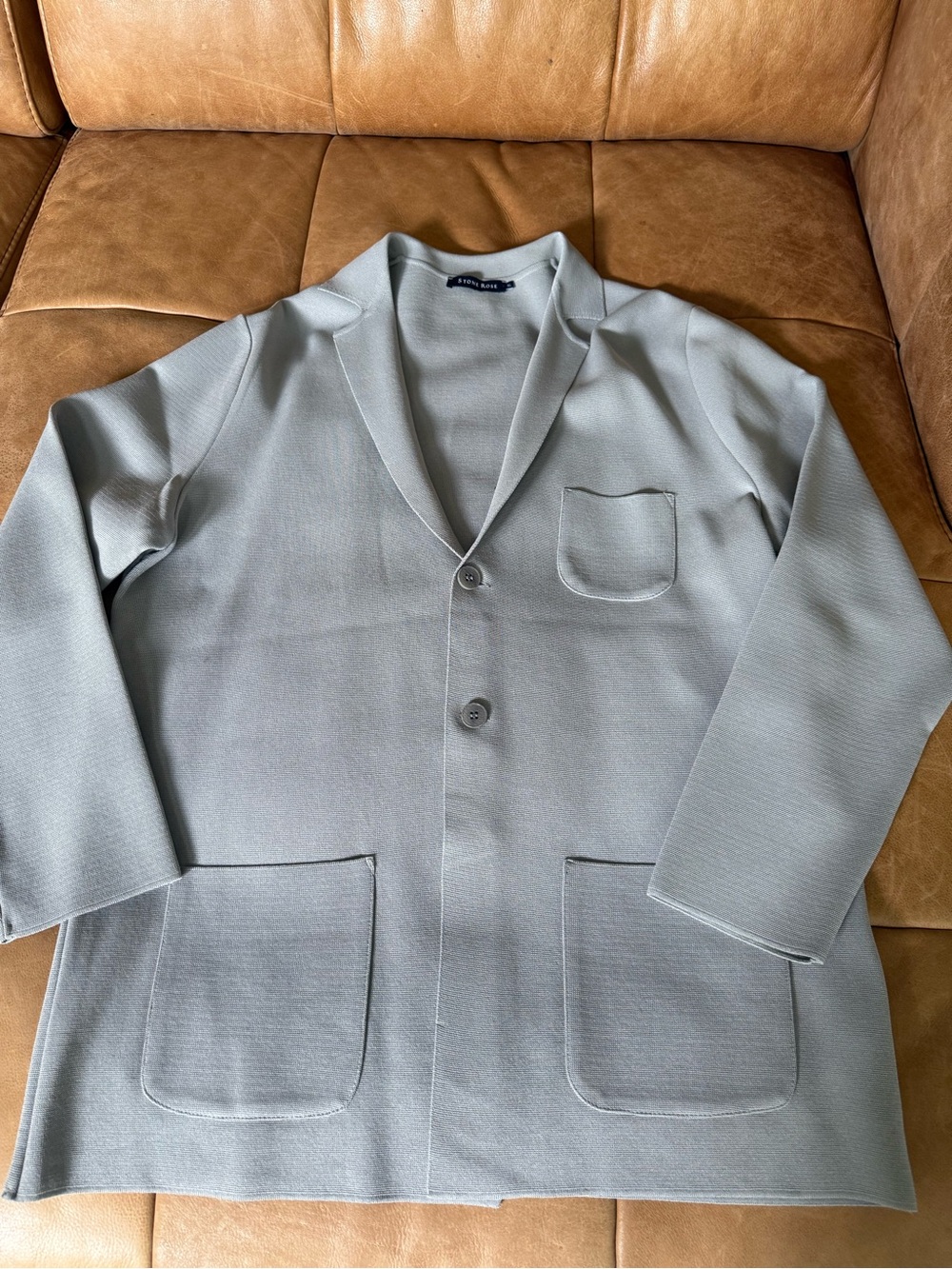 Stone Rose Light Gray Knit Shirt Jacket